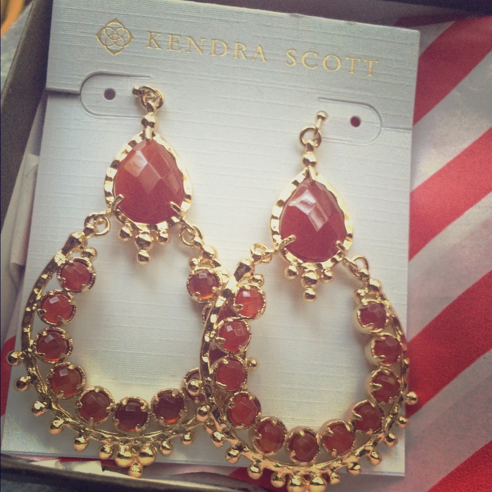 Kendra Scott Gold and Red Earrings